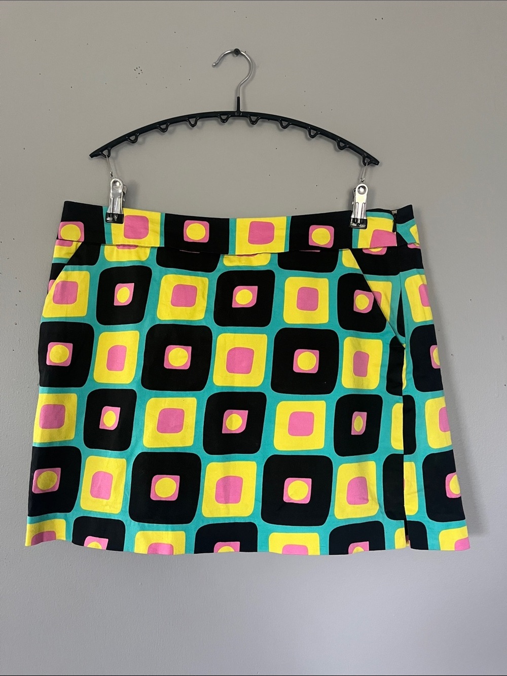 Loudmouth Geometric Mini Skort in Black, Yellow, Teal & Pink 10